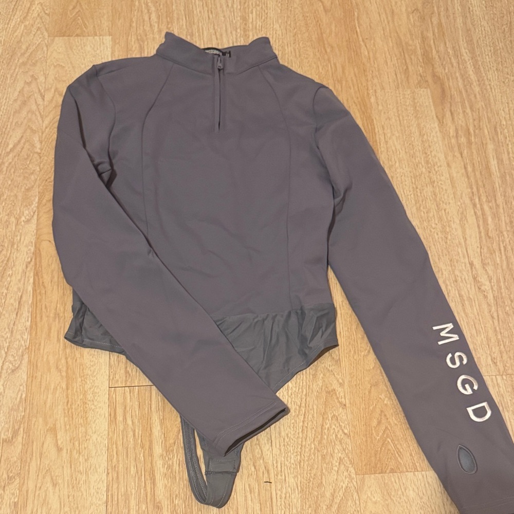 Gray Long-Sleeve Top with MSGD Logo